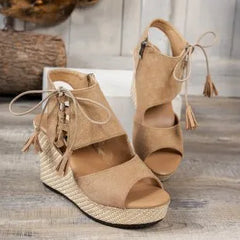 Peep Toe Wedge Sandals OutfitFlow