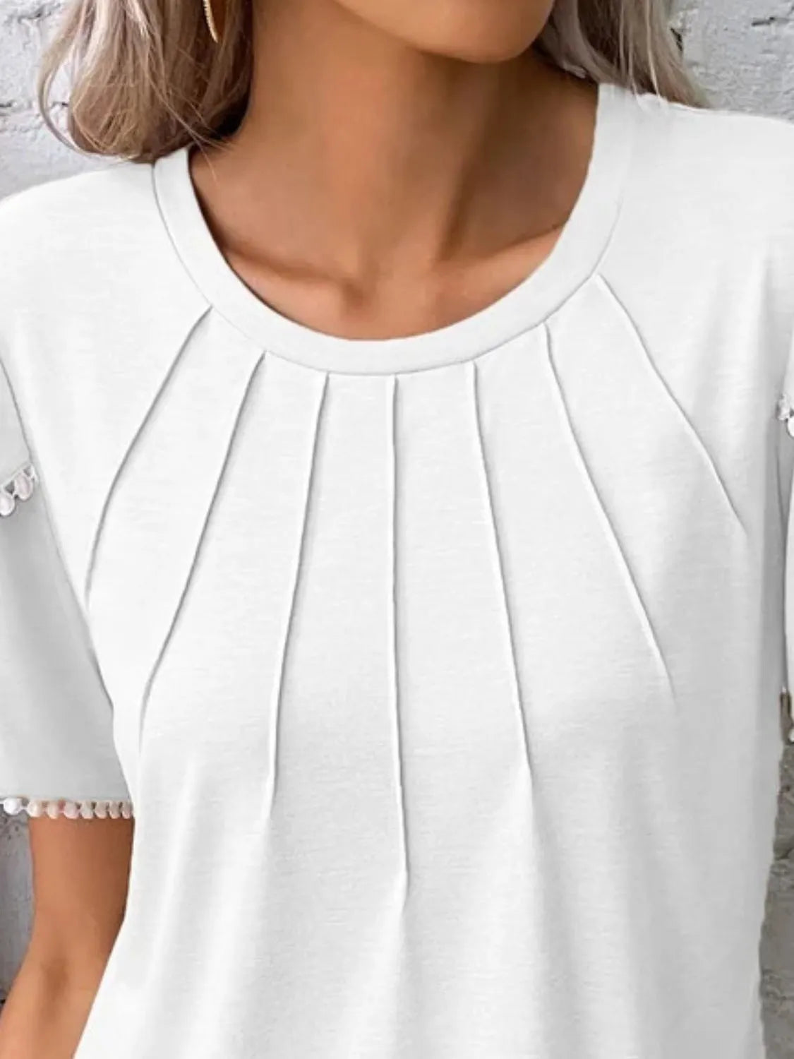 Full Size Round Neck Petal Sleeve Blouse Plus Size OutfitFlow