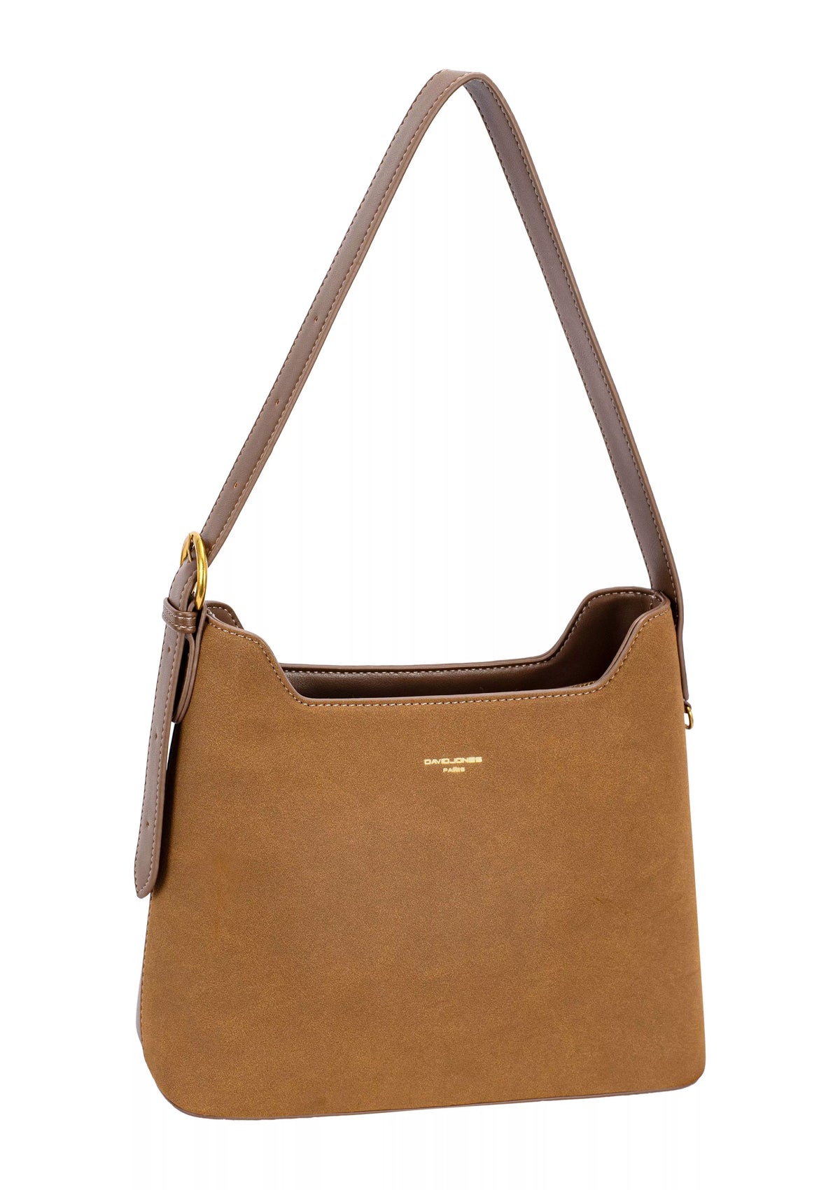 David Jones Two Tone Leather Shoulder Bag with Adjustable Strap COCOA BROWN One Size Trendsi