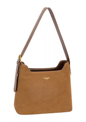 David Jones Two Tone Leather Shoulder Bag with Adjustable Strap COCOA BROWN One Size Trendsi