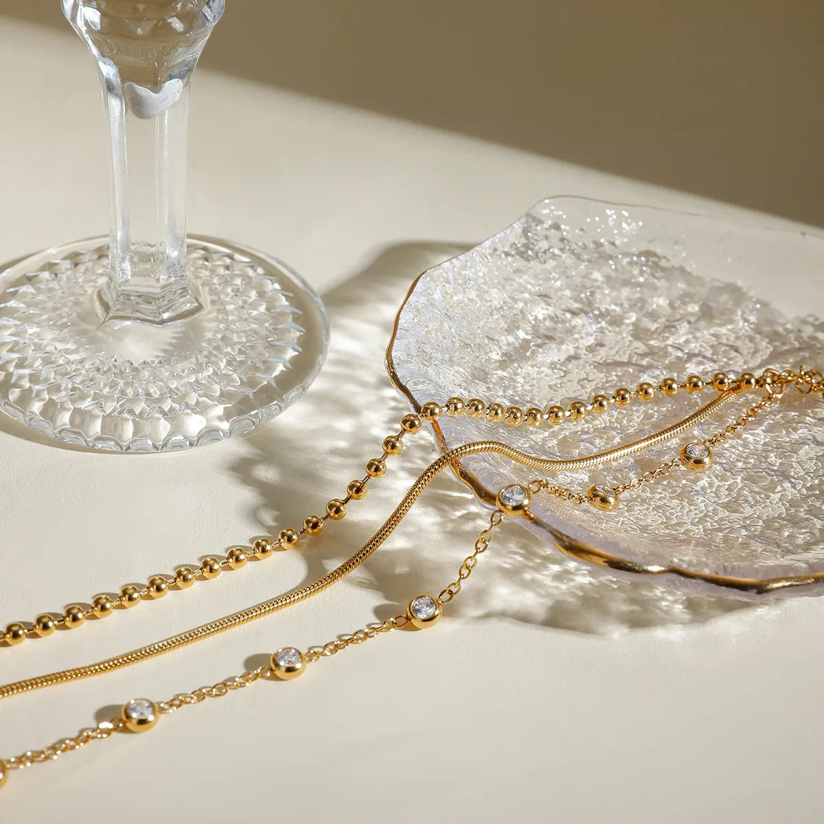 18K Gold-Plated Layered Inlaid Zircon Bracelet OutfitFlow