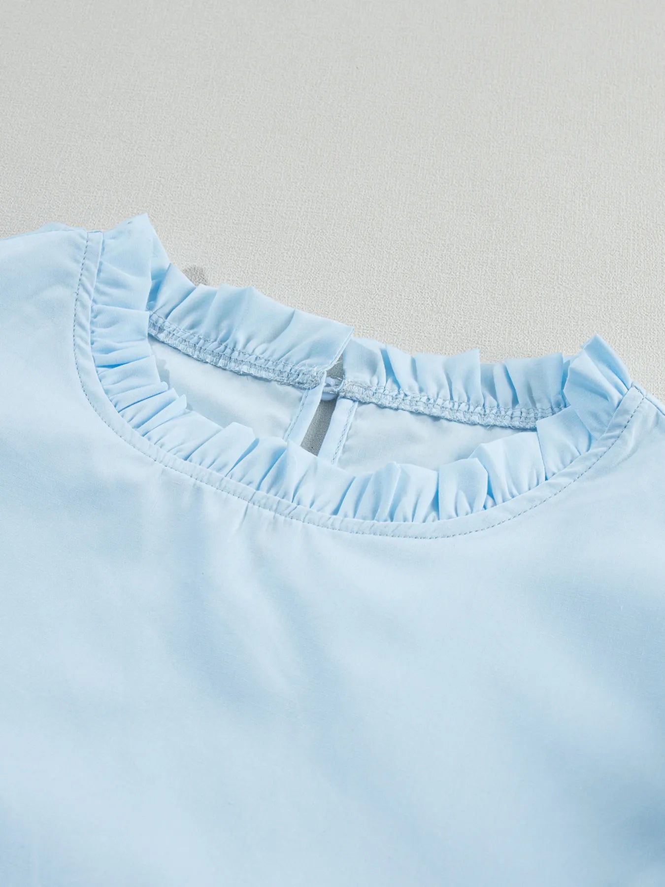 Layered Ric Rac Short Sleeve Filled Neck Blouse OutfitFlow