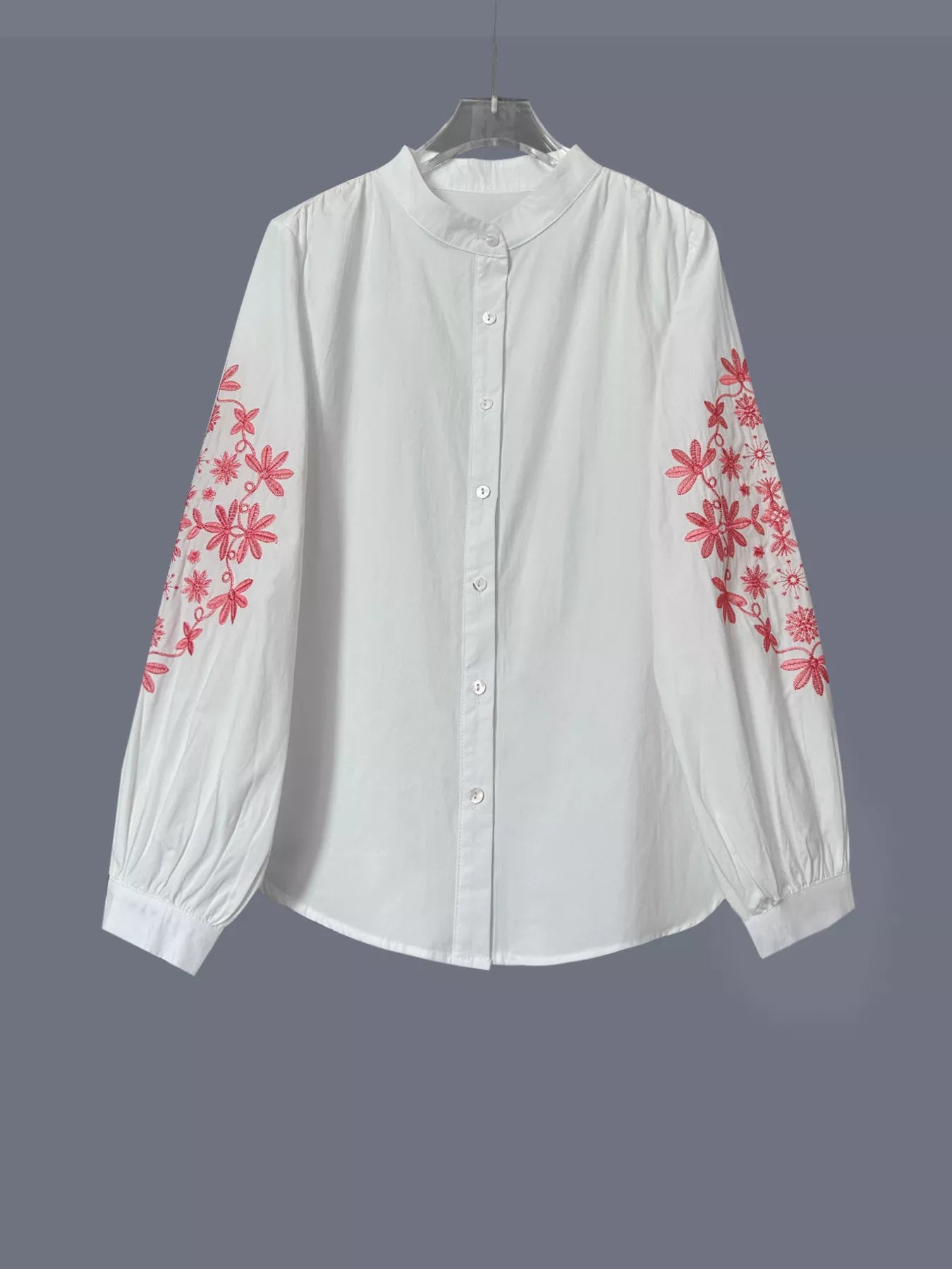 Embroidered Button Up Long Sleeve Shirt OutfitFlow