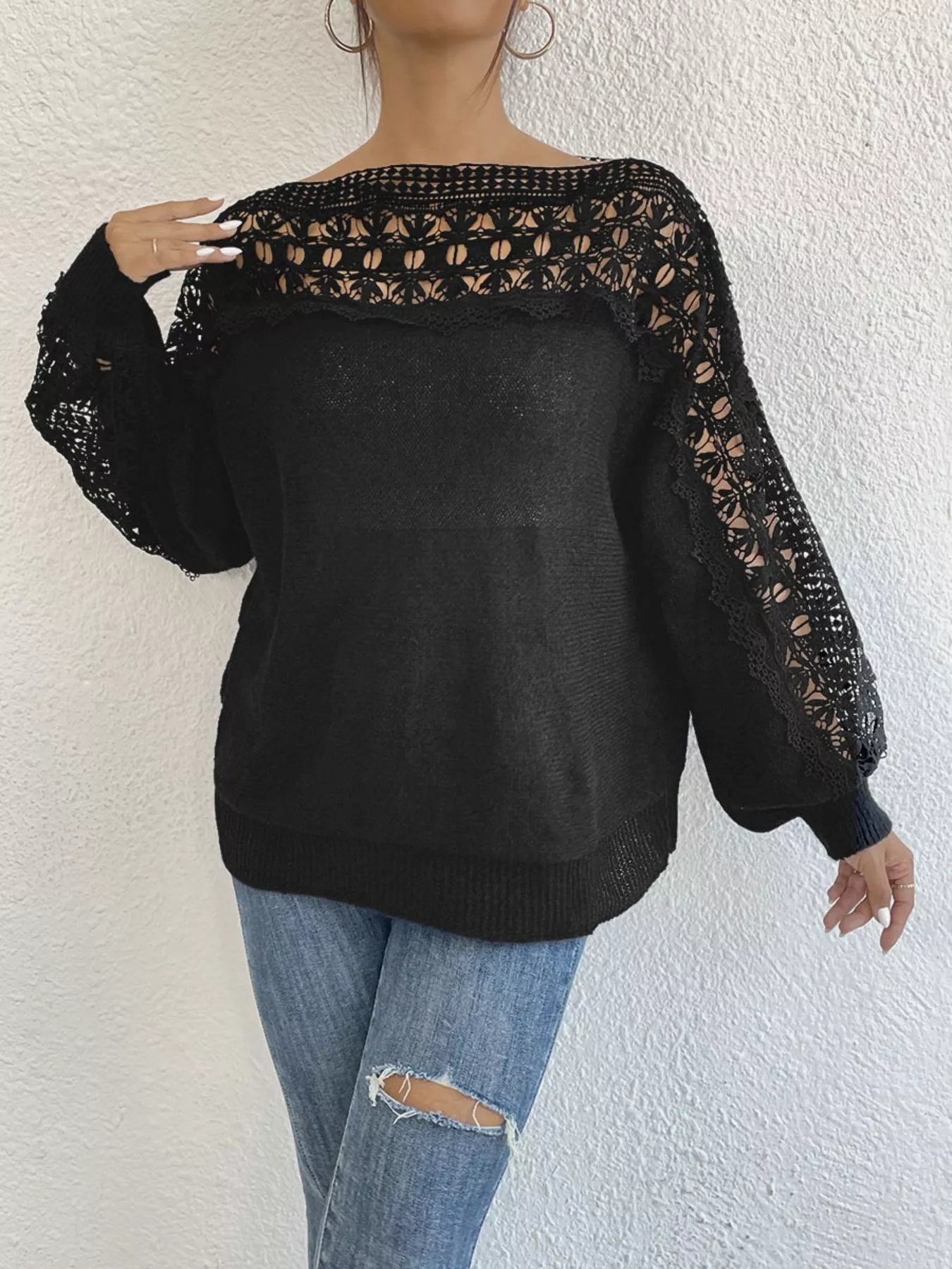 Crochet Long Sleeve Sweater OutfitFlow