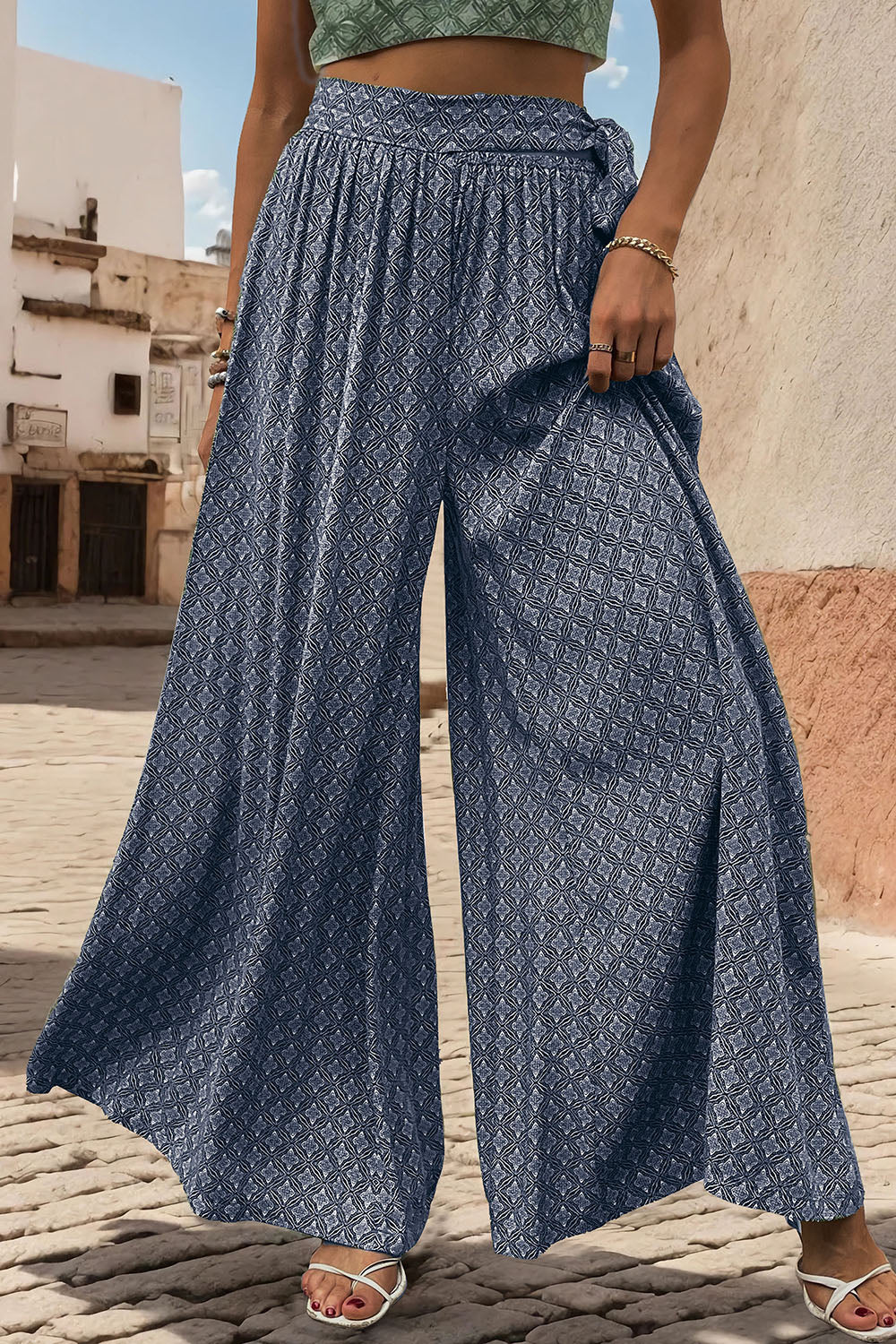 Outfit Flow - Perfee Printed Tied Wide Leg Pants