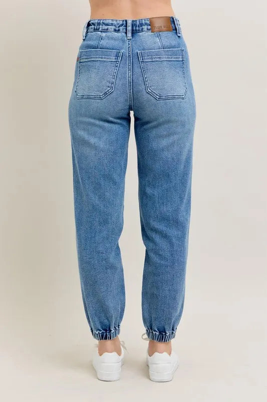 Judy Blue Full Size High Waist Denim Jogger Plus Size OutfitFlow