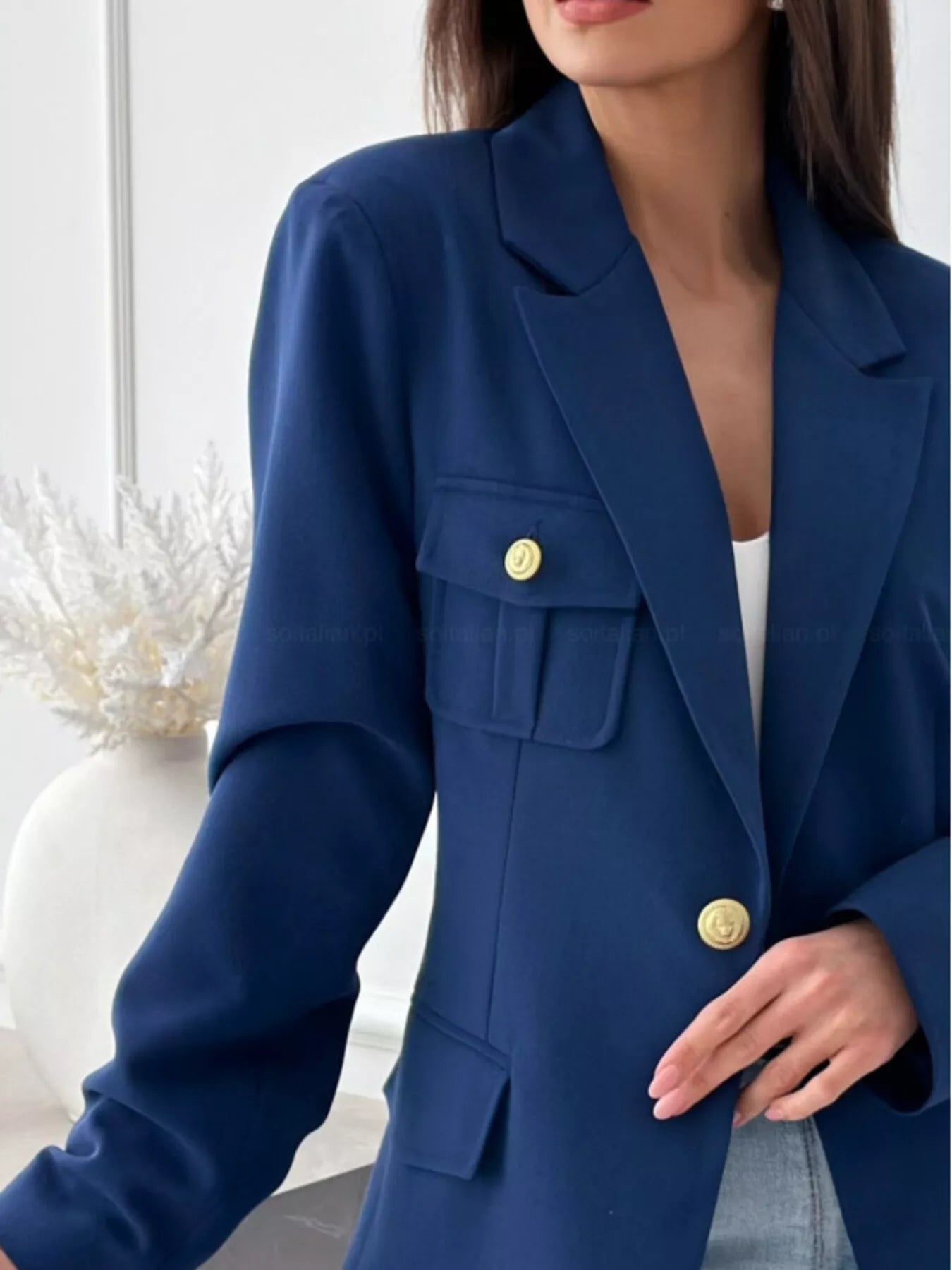 Lapel Collar One Button Blazer OutfitFlow