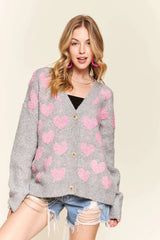 ADORA Button Down Heart Sweater Cardigan OutfitFlow
