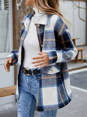 Plaid Button-Up Long Sleeve Shacket OutfitFlow