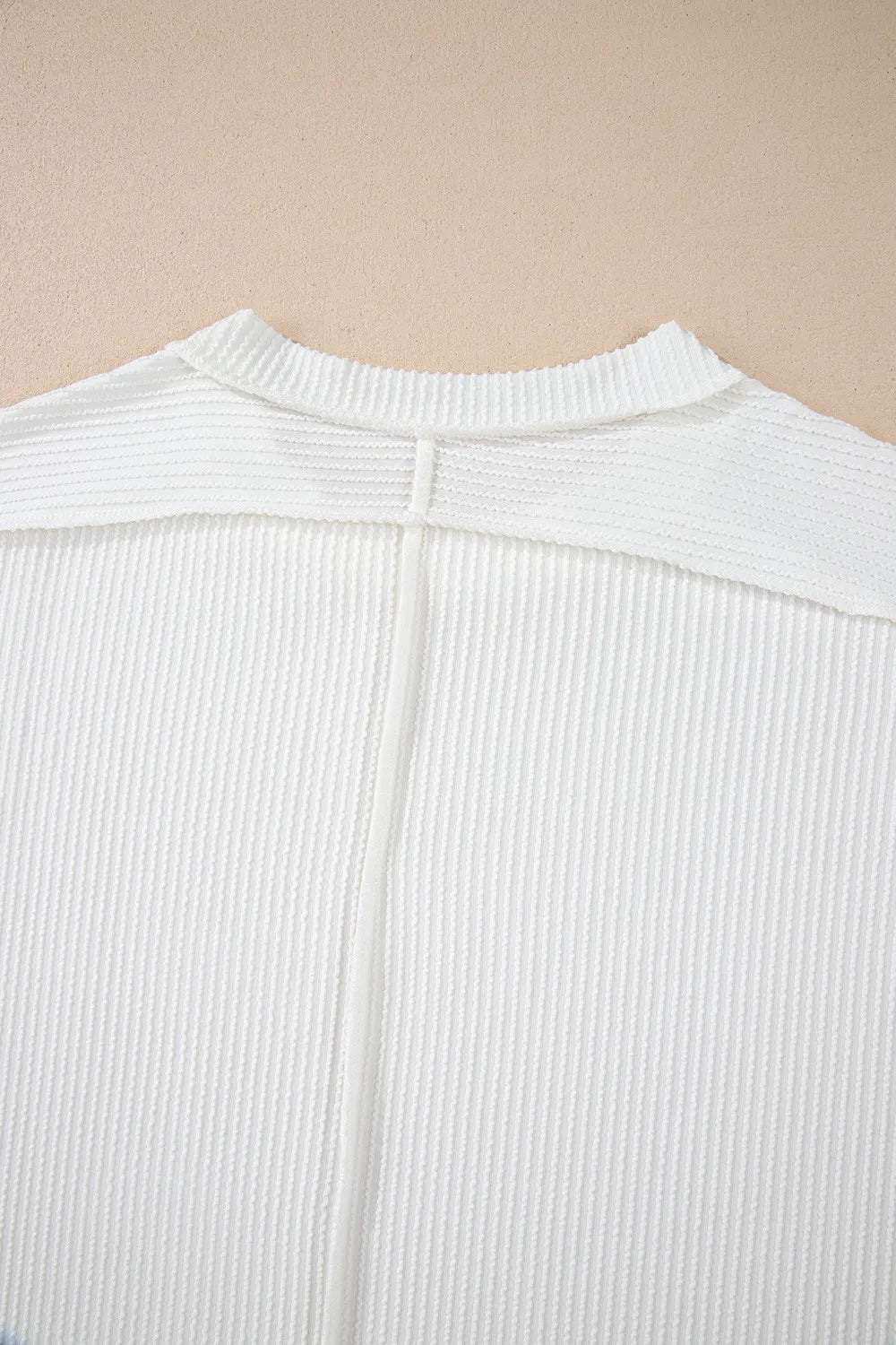 Casual Ribbed Short Sleeve Round Neck T-Shirt OutfitFlow