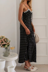 Polka Dot Square Neck Midi Cami Dress OutfitFlow