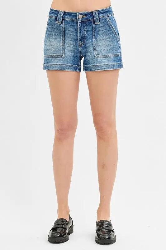 RISEN Low Rise Patched Pocket Shorts OutfitFlow
