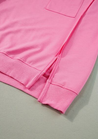 Exposed Seam Side Slit Round Neck Top OutfitFlow