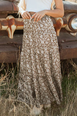 Floral Print Tiered Maxi Skirt OutfitFlow
