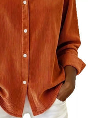 Full Size Corduroy Button-Down Shirt Plus Size OutfitFlow