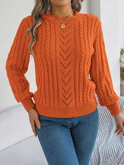 Cable-Knit Round Neck Sweater OutfitFlow