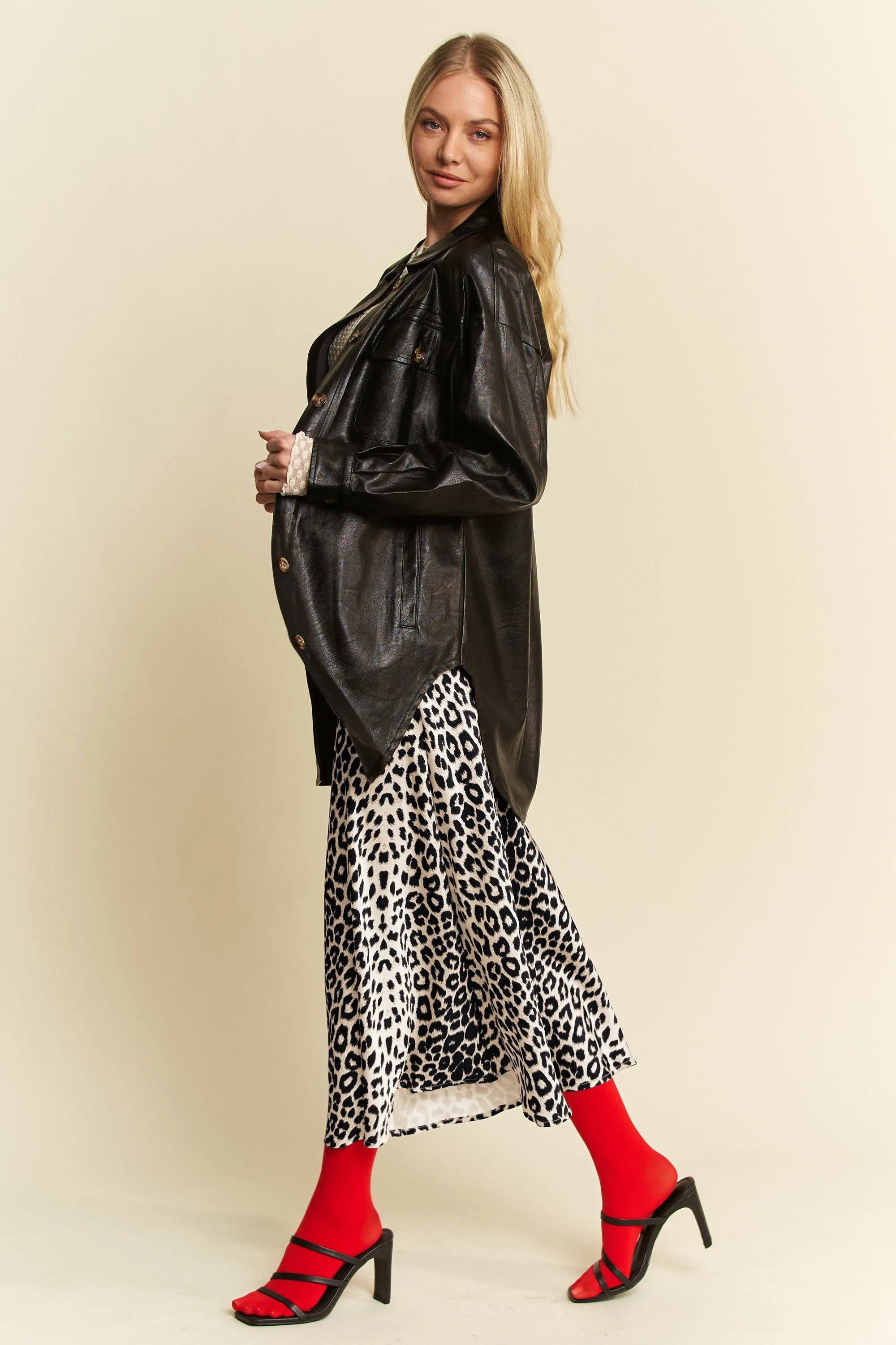 Davi & Dani Leopard Animal Print Long Length Skirt OutfitFlow