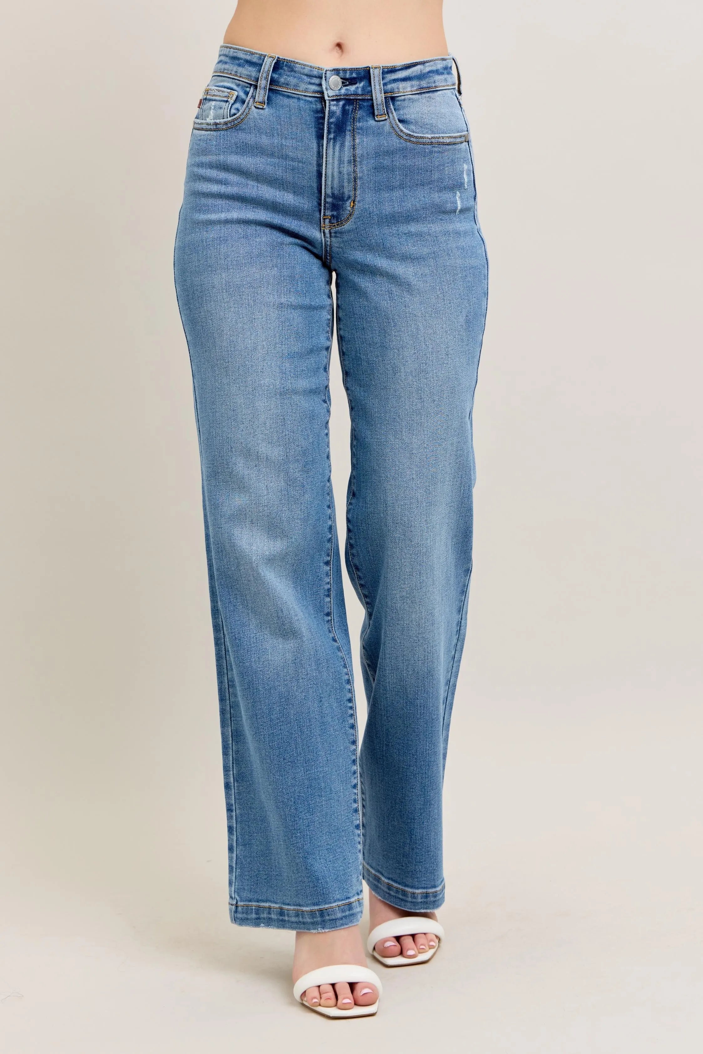 Judy Blue Full Size High Waist Straight Jeans Plus Size OutfitFlow