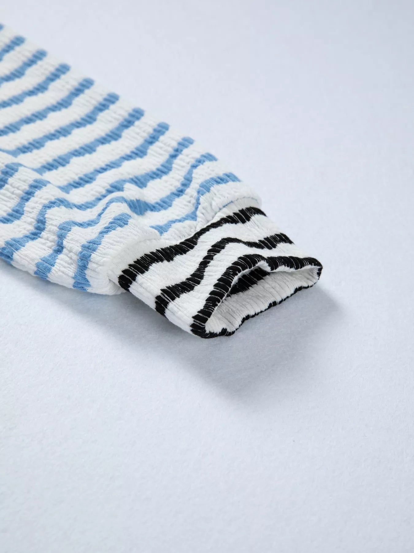 Striped Color Block Patchwork Half Zip Drop Shoulder Long Sleeve Top OutfitFlow