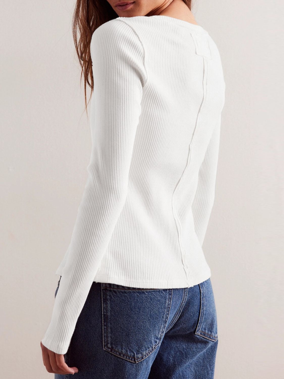 Outfit Flow - Ribbed Round Neck Long Sleeve Top