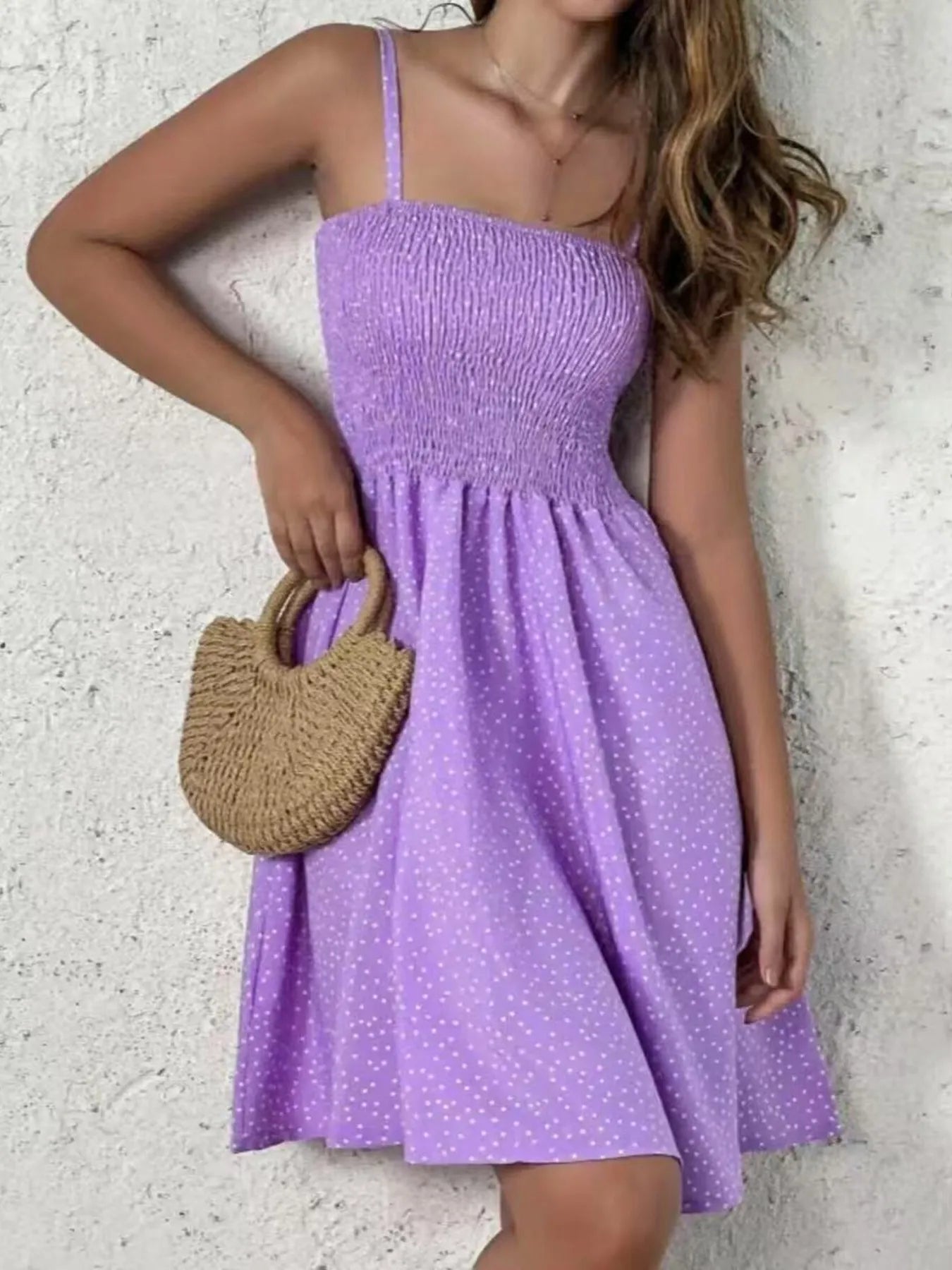 Full Size Smocked Square Neck Cami Dress Plus Size Violet OutfitFlow