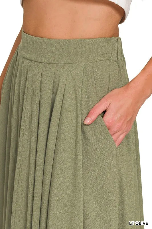 Zenana Woven Crinkle Gauze Crop Tee and Skirt Set OutfitFlow