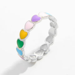 925 Sterling Silver Drip Oil Heart Ring Gold OutfitFlow