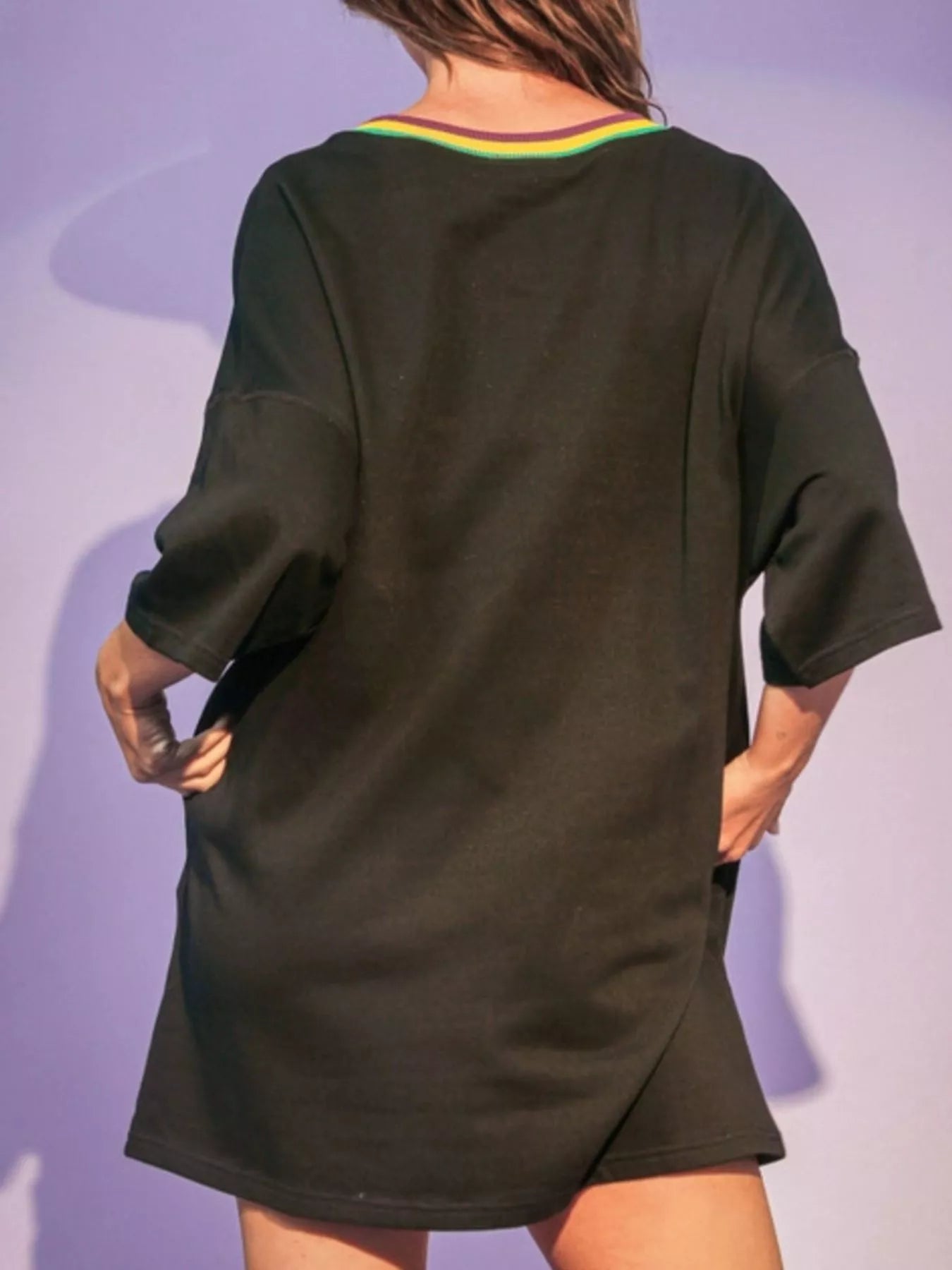 Sequin Round Neck 3/4 Sleeve Dress OutfitFlow