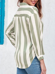 Striped Relaxed Button Up Shirt OutfitFlow