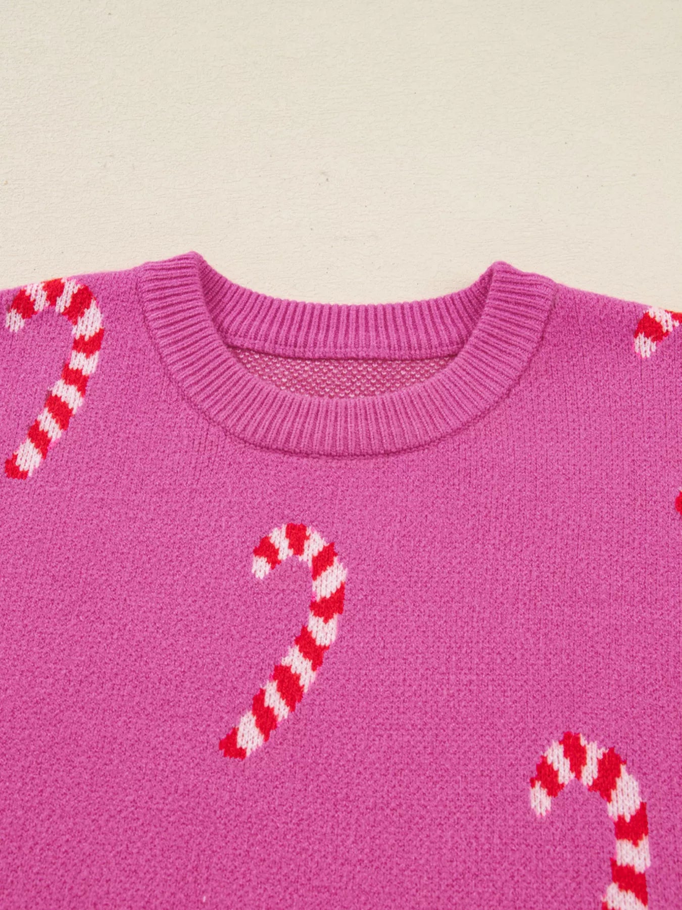 Christmas Candy Cane Holiday Drop Shoulder Sweater OutfitFlow