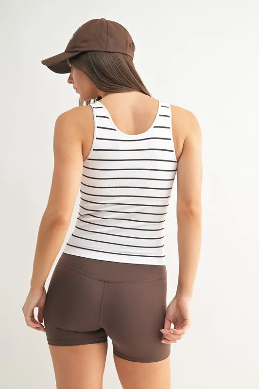 MONO B Striped Seamless Ribbed Tank OutfitFlow