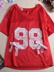 Oversized Number 98 Half Sleeve T-Shirt OutfitFlow