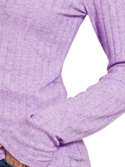Zenana Ribbed Long Sleeve Round Neck T-Shirt Trendsi