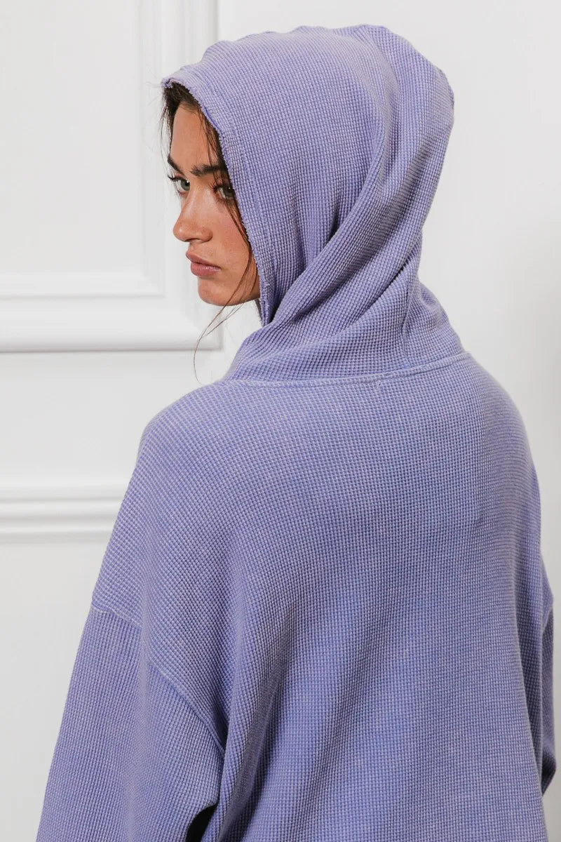 BiBi Washed Waffle Thermal Hooded Jacket OutfitFlow