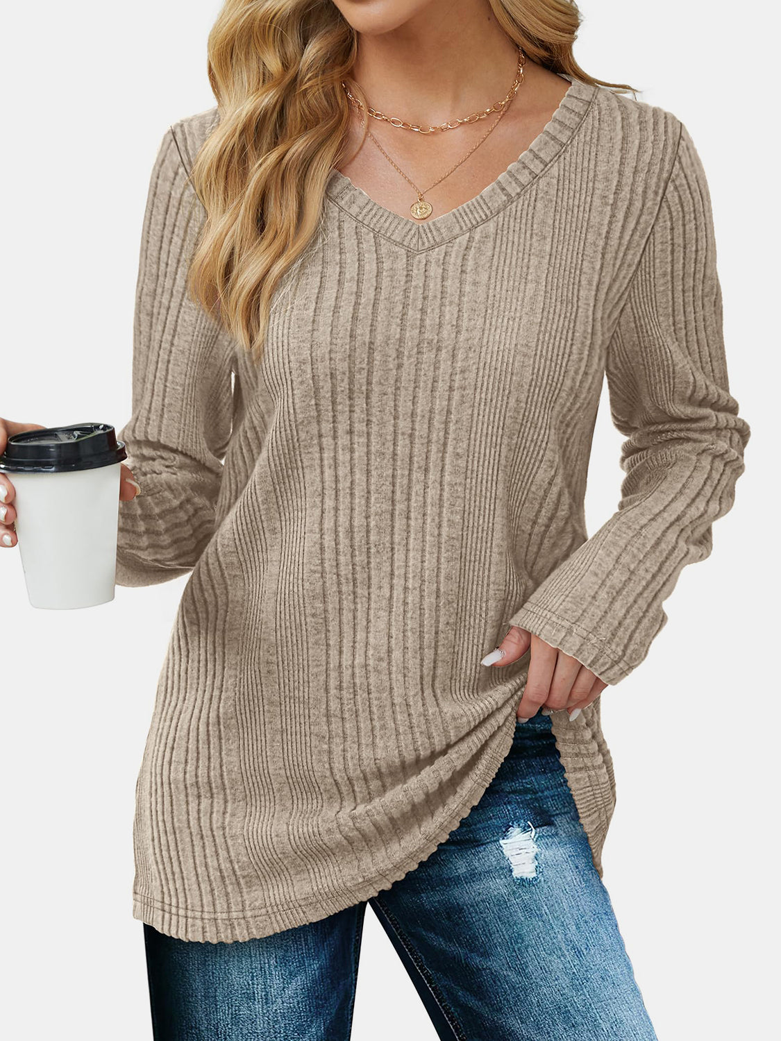 Outfit Flow - V-Neck Long Sleeve T-Shirt