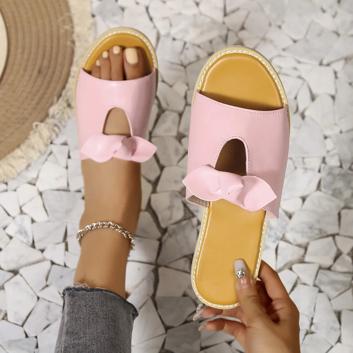 Casual Open Toe Cutout Detail Sandals OutfitFlow