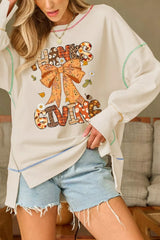 Thanksgiving Graphic Crew Neck Sweatshirt OutfitFlow