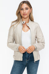 Outfit Flow - Snobbish PU Leather Biker Jacket with Side Zip Pockets