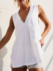 Side Slit V-Neck Tank OutfitFlow