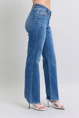 Judy Blue Full Size High Waist V-Front Vintage Wash Straight Jeans Plus Size OutfitFlow