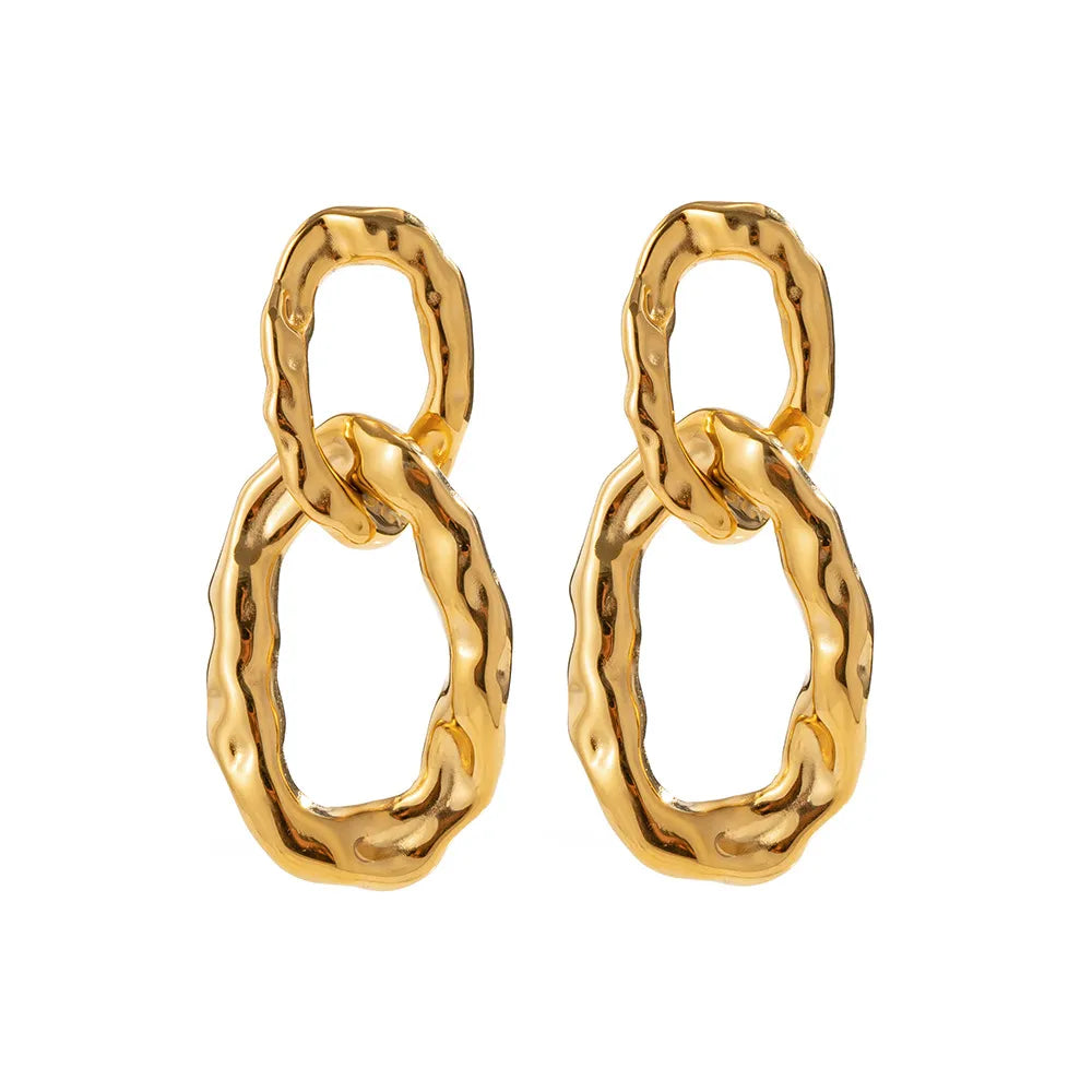 18K Gold-Plated Stainless Steel Drop Earrings OutfitFlow