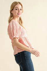 And The Why Lovely Textured and Smocked Top OutfitFlow