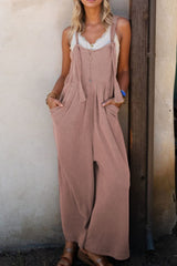 Corded Adjustable Straps Wide Leg Loose Overalls OutfitFlow