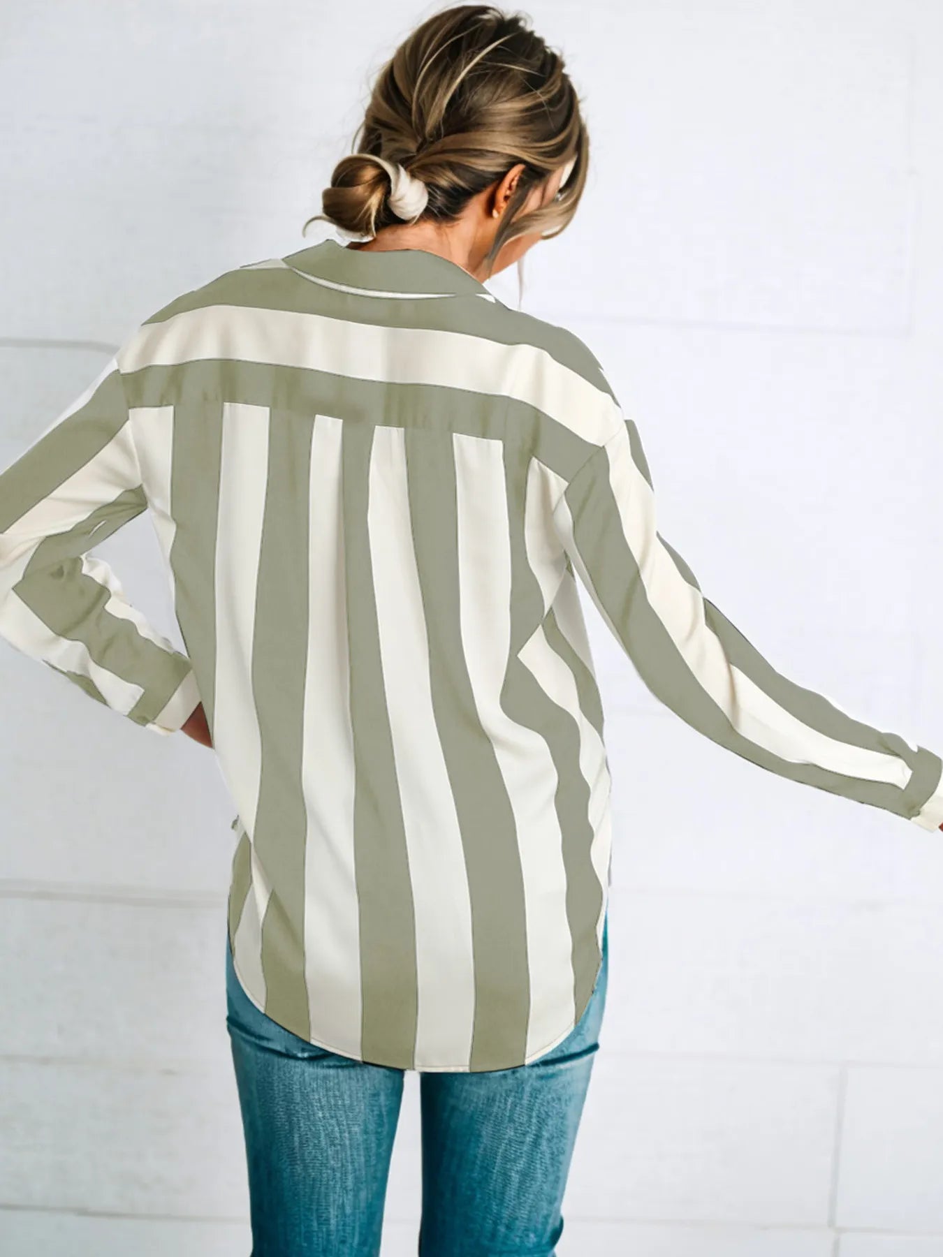 Striped Relaxed Button Up Shirt OutfitFlow