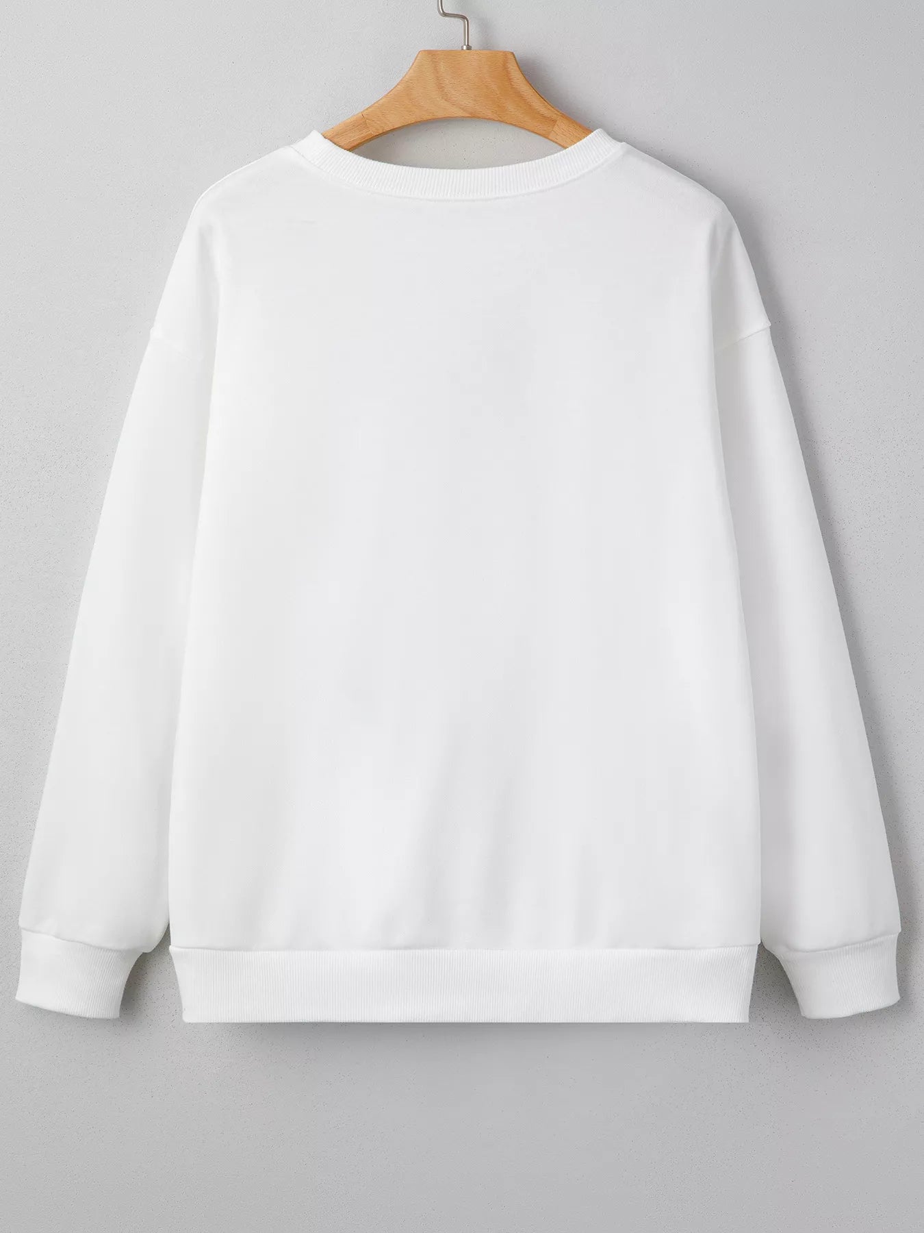 Pearl Plaid Christmas Tree Patched Drop Shoulder Sweatshirt OutfitFlow