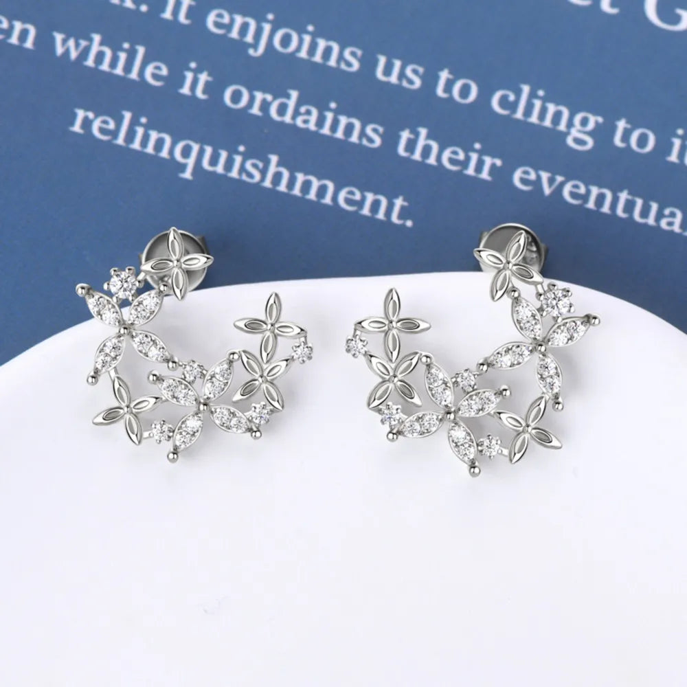 925 Sterling Silver Moissanite Lucky Clover Earrings OutfitFlow