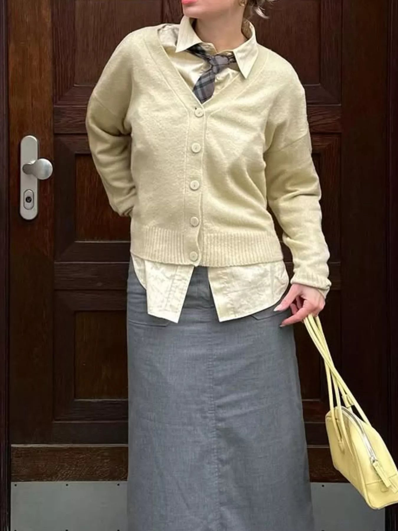 Casual Knit Button-Down Cardigan Trendsi