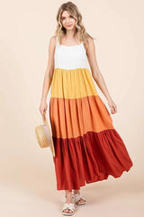 Mittoshop Color Block Tiered Pull-On Maxi Dress OutfitFlow
