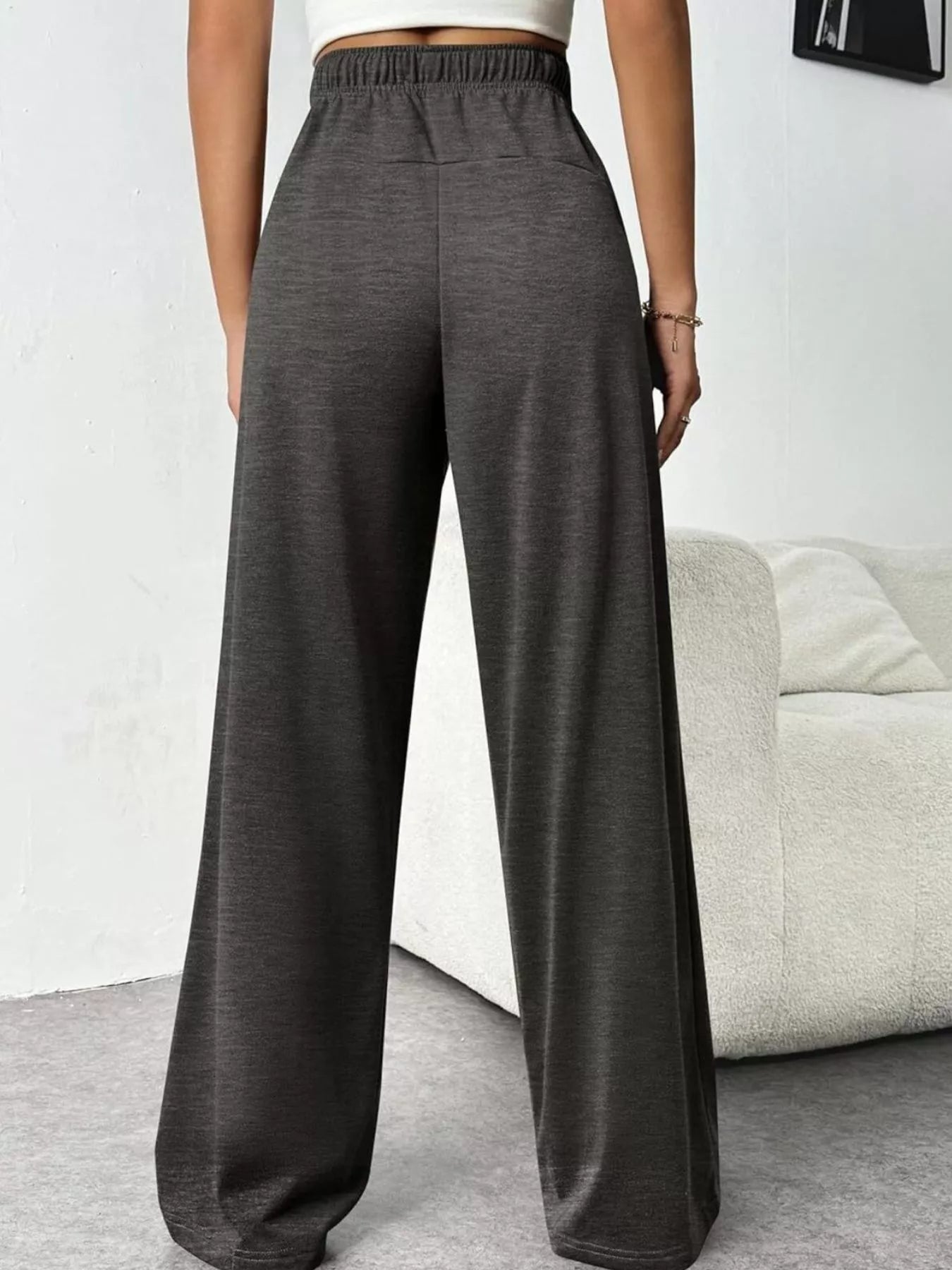 Drawstring Wide Leg Pants OutfitFlow