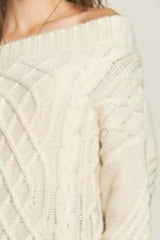 ADORA Cable Knit Off Shoulder Sweater OutfitFlow